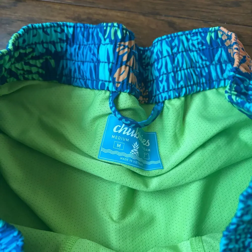 Chubbies 7 Swim Short Lined‎ Bright Blue 7” Inseam Vacation Size M Men’s